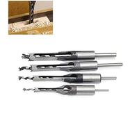 Vogueing Tool Square Hole Saw, 4pcs Square Hole Saw HSS Woodworking Square Hole Drill Bits Set with Twist Drill DIY Mortising Chisel Power Tools (6/8/9.5/12.7mm)