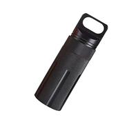 Vogueing Tool Waterproof Pill Holder EDC Container Metal Survival Capsule for Camping Climbing Cycling Hiking (Round Head, Black)