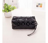 VogueingTool Geometry Pencil Case, Interesting Geometric Makeup Clutch PVC Geometry Pencil Case Pen Holder Organizer Stationery Bag- Black