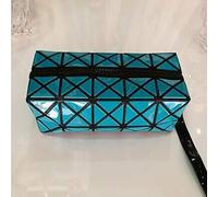 VogueingTool Geometry Pencil Case, Interesting Geometric Makeup Clutch PVC Geometry Pencil Case Pen Holder Organizer Stationery Bag- Lake Blue