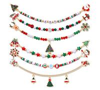 Vogueknock Holiday Brooch Pins Sweater Shawl Clips for Women Christmas Tree New Year Beaded Chain Brooch Clip Festive Cardigan Collar Clips Dress Shirt Brooch Clips, One Size, beads, no gemstone