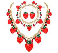 VOGUEKNOCK Mexican Jewelry Set Cinco De Mayo Charm Necklace Bracelet Fiesta Dangle Earrings Carnival Holiday Jewelry Gifts for Women, One Size, Zinc, No Gemstone