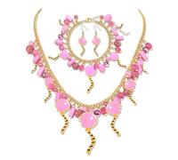 VOGUEKNOCK Mexican Jewelry Set Cinco De Mayo Charm Necklace Bracelet Fiesta Dangle Earrings Carnival Holiday Jewelry Gifts for Women, One Size, Zinc, No Gemstone