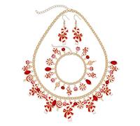 VOGUEKNOCK Mexican Jewelry Set Cinco De Mayo Charm Necklace Bracelet Fiesta Dangle Earrings Carnival Holiday Jewelry Gifts for Women, One Size, Zinc, No Gemstone