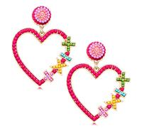 Vogueknock Teacher Earrings for Women Beaded Heart Math Dangle Earrings Students Back to School Jewelry Gifts for Teacher, Alloy Steel, not know