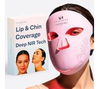 VogueNow LED Light Therapy Mask - FDA-Cleared Device for Wrinkles & Acne - Red Light Therapy for Face with Chin & Lip Coverage - Red, Blue & Near Infrared Facial Skincare - 280 LEDs (Baby Pink)