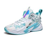 Voguerra High Top Boys' Basketball Shoes, Breathable Cushioned Sports Shoes Teenagers' Indoor Outdoor Basketball Court Shoes Basketball Fans(Moon,7.5 UK)