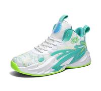 Voguerra High-Top Boys Basketball Shoes Cushioned Sneakers with Breathable Support for Youth Sports Training Basketball Fans(White Moon 03,2.5 UK)