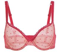 Vogue's Secret Women's Sexy Sheer Mesh See Through Bra Non Padded Unlined Lace Bralette Underwire Bras, Red, 42A