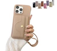 VogueSkin Wallet Case - Premium Leather, Card Holder & Hidden Makeup Mirror, 3-in-1 Wallet Phone Case, Comfortable Feel for iPhone 17/16/15/14/13 Series (13/14,Light Brown)
