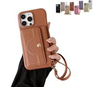 VogueSkin Wallet Case - Premium Leather, Card Holder & Hidden Makeup Mirror, 3-in-1 Wallet Phone Case, Comfortable Feel for iPhone 17/16/15/14/13 Series (13/14,Dark Brown)