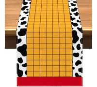 Vohado Cartoon Story Table Runner Story Birthday Themed Party Decoration Cow Pattern Printed Check Dining Room Home Kitchen Island Decor