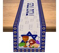 Vohado Linen Happy Passover Table Runner Jewish Religious Holiday Party Home Dinning Room Kitchen Mantle Fireplace Decoration