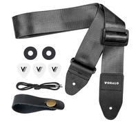 VOHALO Guitar Strap Adjustable Nylon Strap Length 36-60 Inches for Acoustic Electric Guitar Bass Strap Includes Picks and Accessories (Black)