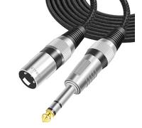 VOHALO XLR Microphone Cable - 3m/10ft Male to 6.35mm 1/4" TRS Male, Nylon Braid for Recording Studio and Stage, Black