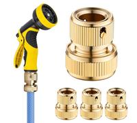 VOHESEA Brass Hose Connector, Pack of 4 Brass Hose Connectors 19 mm (3/4 Inch), Quick Hose End Connector for Pipe Connecting Garden Tools Hoses Hose Coupling Kitchen Tap