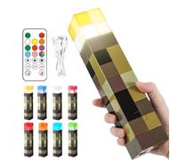 VOHESEA Lamp Torch Wall Lampe 8 Colours 28cm, Miner Torch Lamp, Hand/Wall Mount Lighting, 3D Bedside Night Lampe with Hook & Remote Control, Rechargeable LED Lights for Cosplay Toys Gifts Room
