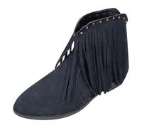 vohiko Ankle Cowboy Boots Women, Women’s Rivet Fringed Boots, Ladies Classic Pointed Toe Non Slip Western Low Mid Heel Wide Calf Shoes, Waterproof Slouchy Suitable for Everyday Outfits Year-round