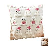 vohiko Halloween Ghost Pillow Cushion Covers, Fluffy Soft Plush Faux Fur Halloween Pillow Covers 45×45cm, Autumn Home Decor, Cute Spooky Home Decoration for Sofa Beds, Christmas Bedding Decorative