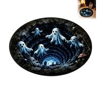 vohiko Halloween Spooky Clown Door Mat, Soft & Durable Fabric Round Halloween Doormat Stereo Vision Optical Illusion Entry Dirt Trapper Non-Slip Front Door Rug for Living Room, Bedroom Kitchen