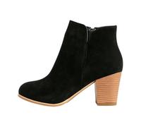 vohiko Women's High Heel Mid Calf Boots, Ladies Ankle Walking Side Zipper Black Faux Suede Boots, Pointed Toe Boot for Women, Comfortable Suitable for Everyday Outfits Casual Office Year-round