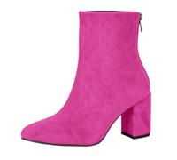 vohiko Women's High Heel Mid Calf Boots, Ladies Casual Pull On Platform Ankle Boots, Waterproof Pointed Toe Back Zipper Suede Slouch Boot for Women, Suitable for Everyday Outfits Year-round