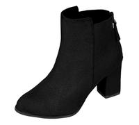 vohiko Women's High Heel Mid Calf Boots, Ladies Winter Fall Suede Slouch Boot, Slouch Decor Comfort Back Zipper Pointed Toe Boots for Women, Suitable for Everyday Outfits Casual Office Year-round