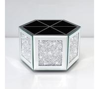 VOHJD Rotatable Multifunctional Jewelry Utensil Holder Hexagon Jewelry Make up Organizer Cups Crush Diamond Mirror Decor, brush/office pen cup holder Eyeliners Display Case for Vanity