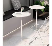 VOHJIXJYW White Dining Table,Modern Breakfast Table Kitchen Table with Metal Leg,Small Round Side Table for Living Room Office Cocktail Bar Pub Bistro (Size:48x56cm)
