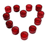 VOHO 24pcs Red Tealight Candle Holder for Christmas Decorations, Vintage Ribbed Votive Candle Holders Gifts for Women Friends, Small Tea Light Candle Holder Glass Wedding Centerpieces for Tables