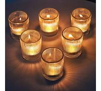 VOHO Clear Votive Candle Holders for Table Centerpiece, Glass Candle Holder Bulk Set of 12, Glass Votive Holder for Home Decor & Holiday Decor(2.1 x 2.6 Inch, Clear)