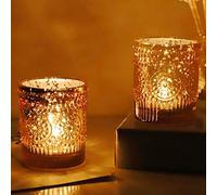 VOHO Gold Votive Candle Holders Set of 12, Gold Candle Holders Bulk for Wedding Table Centerpiece, Mercury Glass Tealight Candle Holder for Home Party Decoration (2.1'' x 2.6'', W/H)