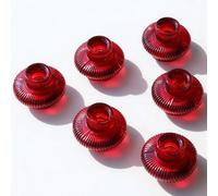 VOHO Vintage Red Candlestick Holders for Christmas Decorations, 6pcs Stackable Candle Stick Candle Holder for Valentines Day Decoration, Ribbed Taper Candle Holders for Candlesticks & Tea Lights