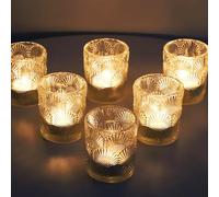 Vohocandle Ginkgo Biloba Tealight Holders for Tealight Candles, Clear Tea Light Candle Holders Set of 12, House Tea Light Holders Glass for Room, Garden, Halloween, Wedding Decor(5.5 W × 6.5 H cm)