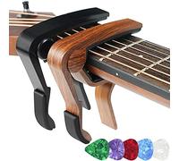 Voiakiu 2 Pieces Guitar Capo | 2 Pieces Aluminium Alloy Kapo Guitar Accessories - Ukulele Capo for Electric Acoustic Guitar Bass and 5 Plectrums