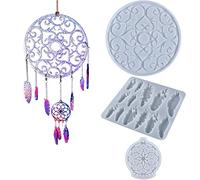 Voiakiu 3 Piece Dreamcatcher Resin Mold - Dream Catcher Silicone Mold - Dream Catcher Mold for Epoxy Resin Wall Hanging Bedroom Decor