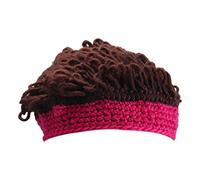 Voiakiu Baby Wig Hat | Soft Winter Knit Warm Wig Hat with Cotton | Funny Hats with Curly Hair for Photography or Outdoor Activities, Assorted Colors Pink