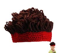Voiakiu Baby Wig Hat,Soft Winter Knit Warm Wig Hat with Cotton | Handmade Knitted Beanie Hat with Dreadlocks for Kids, and Childs Red
