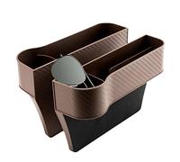 Voiakiu Car Seat Gaps Organiser, 2 Multi-function Car Seat Organizer, PU Leather Car Seat Storage Box, Console Side Pocket Storage Box with Cup Holder, Brown
