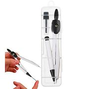 Voiakiu Drafting Compass | Mechanical Pencil Drawing Compass for Geometry/Art/Woodworking,Geometry Compass with Retractable Mechanical Pencil & a Box of 0.7 mm Lead Refills, White, Black
