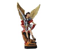 Voiakiu St Michael Statue Coloured Archangel Michael Statue Figurine - St Michael The Archangel Defeating Satan Religious Collectible Figurine Angel Sculpture Decoration