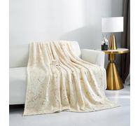 voice 7 Luxury Marble Print Fleece Blanket Super Soft Machine Washable Warm Sofa Bed Throw In 4 Colours (Cream, Double (150x200cm))