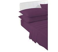 voice 7 Plum 4FT Small Double Extra Deep Fitted Sheet 16 inches (40 cm) - Poly Cotton Percale Quality Bed Sheets (Plum - 4FT Fitted)