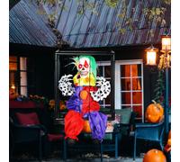 Voice Activated Halloween Animatronics Hinging Clown in Cage Outsunny Multi One Size