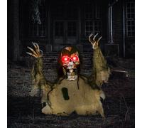 Voice Activated Halloween Animatronics Skeleton, Battery Operated Outsunny Khaki One Size