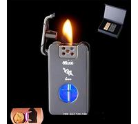 Voice Activated Kerosene Metal Lighter, Portable Reusable Adjustable Windproof Lighters, Soft Flame with Visible Oil Tank Lighter for Candles Cigarettes Cigars Outdoor Camping BBQ Fireplace，Gifts for