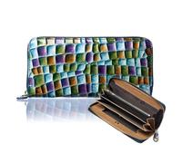 VOICE Align type Long wallet Leather made by Life in Italy Cowhide ART.LE MURRINE Women's Beautiful, Elegant and easy to use Vertical card case In gift box (Green), Green, Minimalist