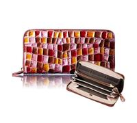 VOICE Align type Long wallet Leather made by Life in Italy Cowhide ART.LE MURRINE Women's Beautiful, Elegant and easy to use Vertical card case In gift box (Pink), Pink, Minimalist