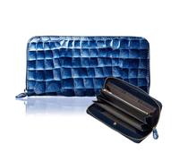 VOICE Align type Long wallet Leather made by Life in Italy Cowhide ART.LE MURRINE Women's Beautiful, Elegant and easy to use Vertical card case In gift box (Navy), Navy, Minimalist