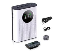 Voice Amplifier with Wireless Lavalier Microphone - Rechargeable Personal Speaker Supports Bluetooth, TF/SD Card - Portable Amplifier with 2.4G Wireless Microphone for Teachers Tour Guides Coaches
